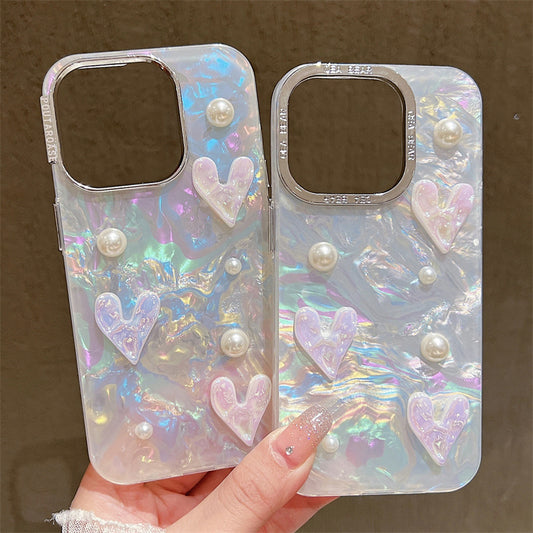 Luxury Heart Pearl Case For iPhone 12