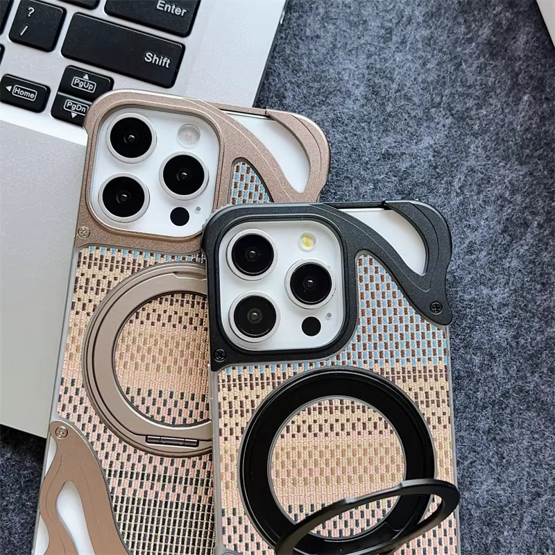 Stylish Protection MagSafe Brocade Metal Back Case For iPhone