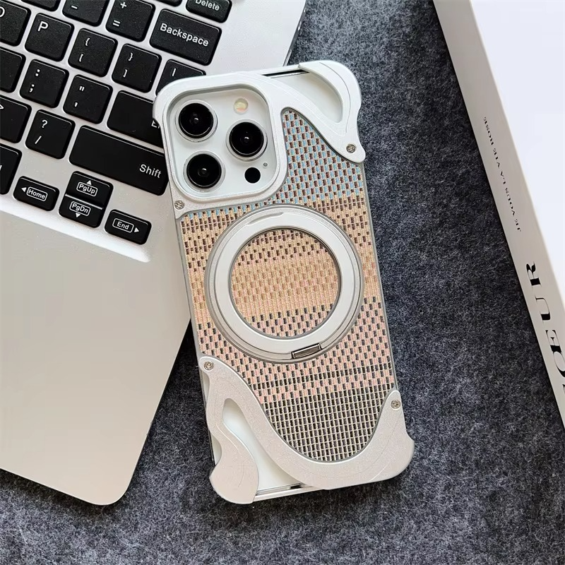 Stylish Protection MagSafe Brocade Metal Back Case For iPhone