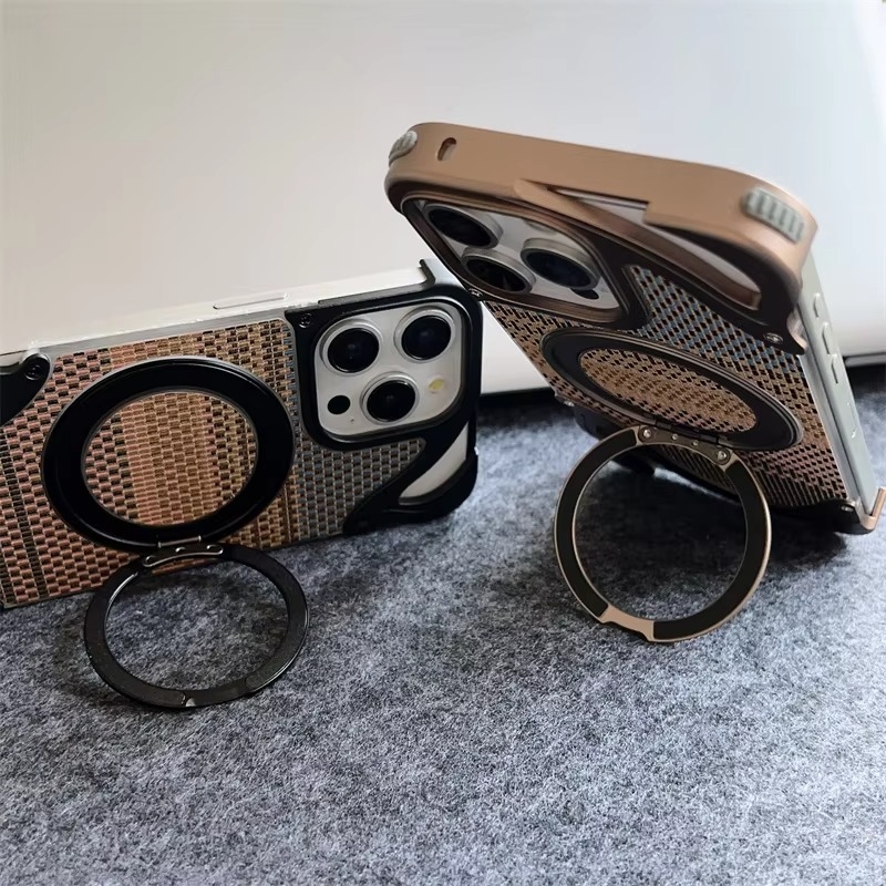 Stylish Protection MagSafe Brocade Metal Back Case For iPhone
