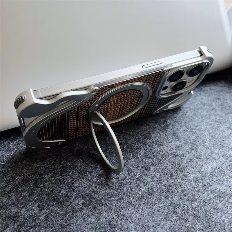 Stylish Protection MagSafe Brocade Metal Back Case For iPhone