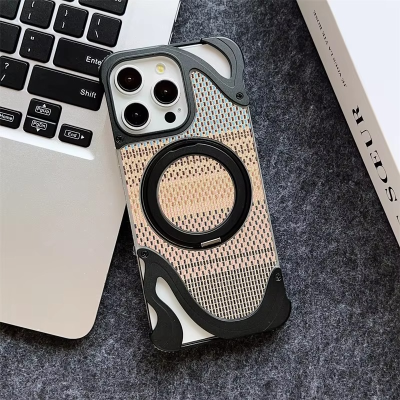 Stylish Protection MagSafe Brocade Metal Back Case For iPhone