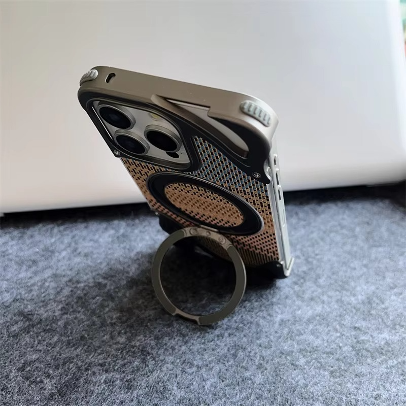 Stylish Protection MagSafe Brocade Metal Back Case For iPhone