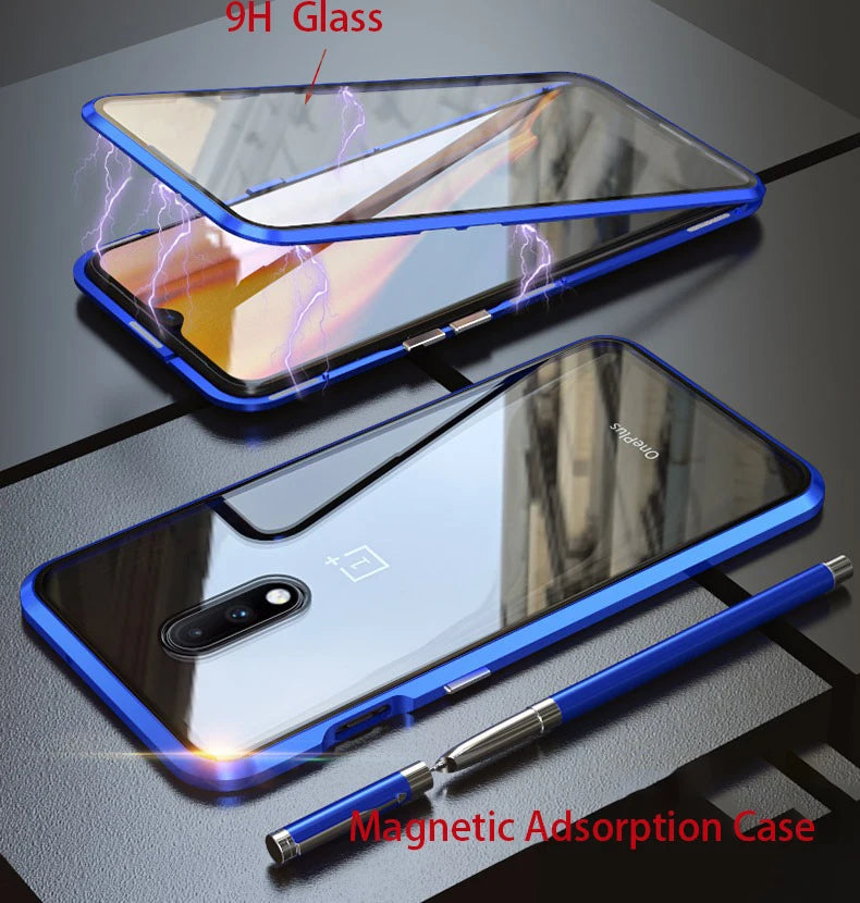 Oneplus 7 Magnetic Case with Dual Glass on Front & Back