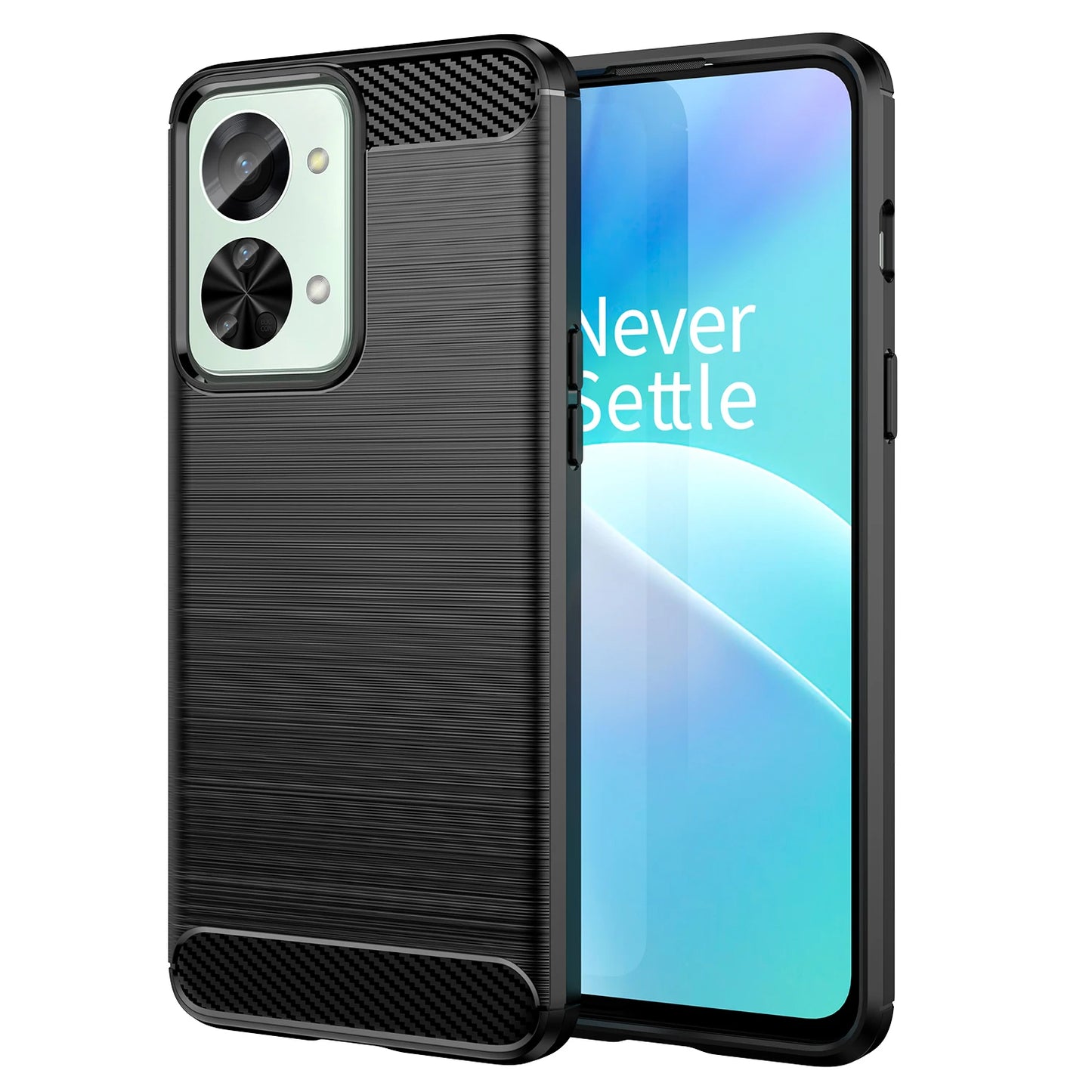 Luxury Rugged Shield Brushed Carbon Fiber Slim Case For OnePlus Nord 2T