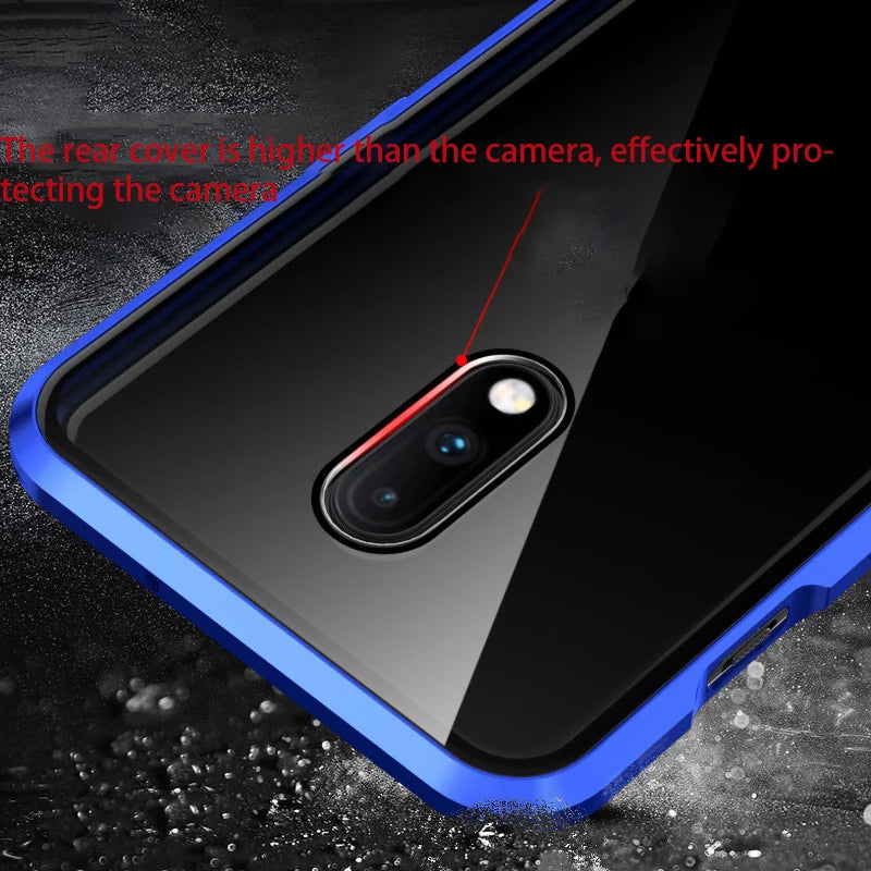 Oneplus 7 Magnetic Case with Dual Glass on Front & Back