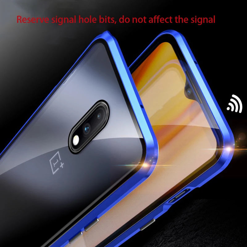 Oneplus 7 Magnetic Case with Dual Glass on Front & Back