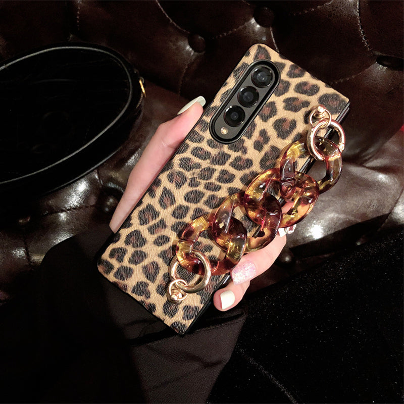 Luxury Leopard Print PU Leather Phone Case For Samsung Galaxy Z Fold