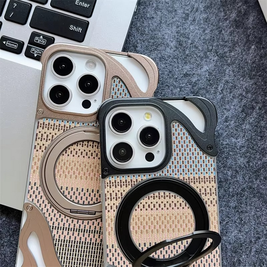 Stylish Protection MagSafe Brocade Metal Back Case For iPhone