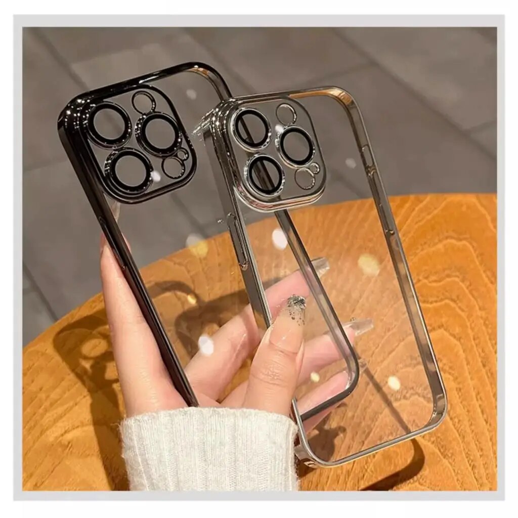 Transparent Plating Camera Protection Case For iPhone Series