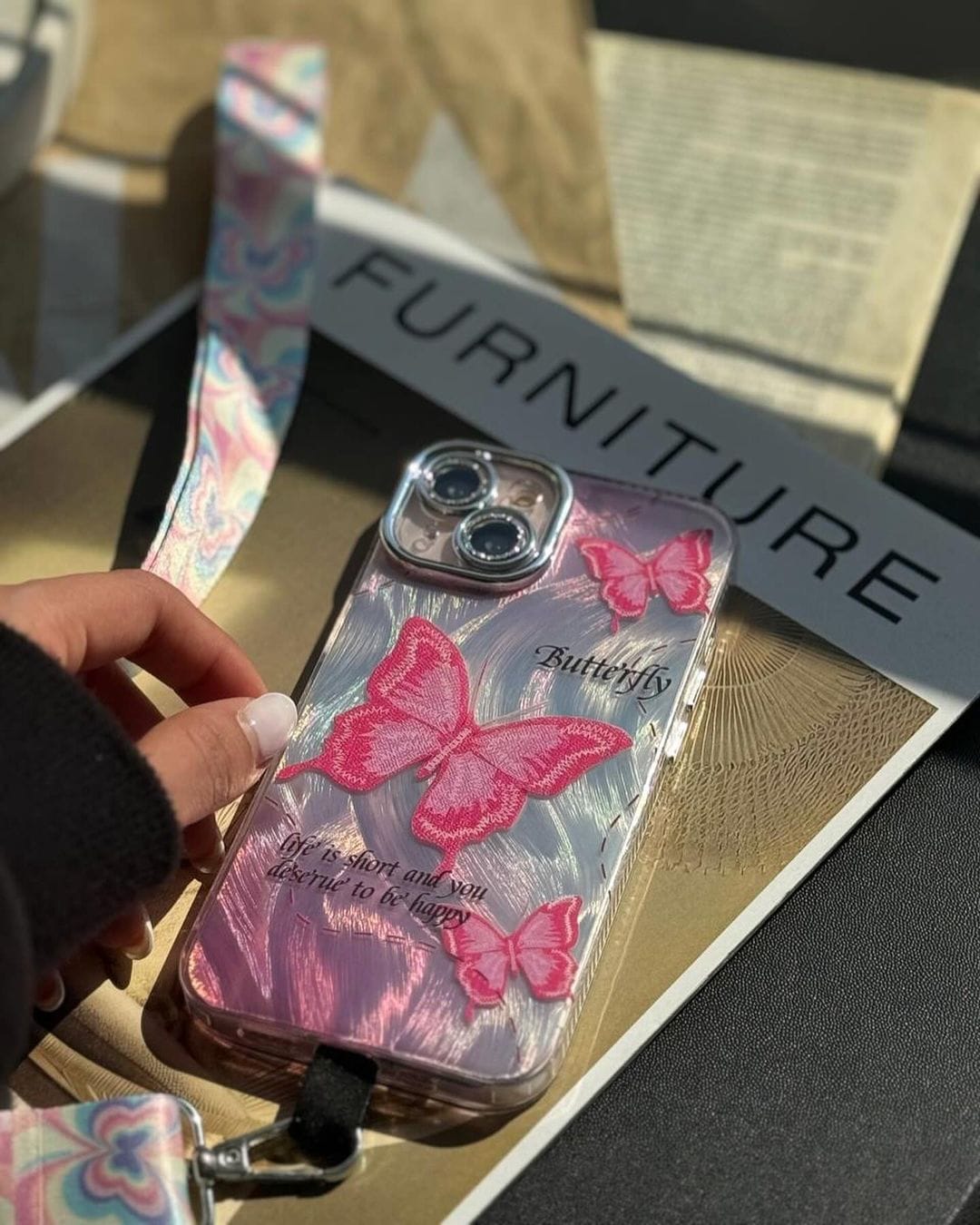 New Strap Butturfly Case For iPhone