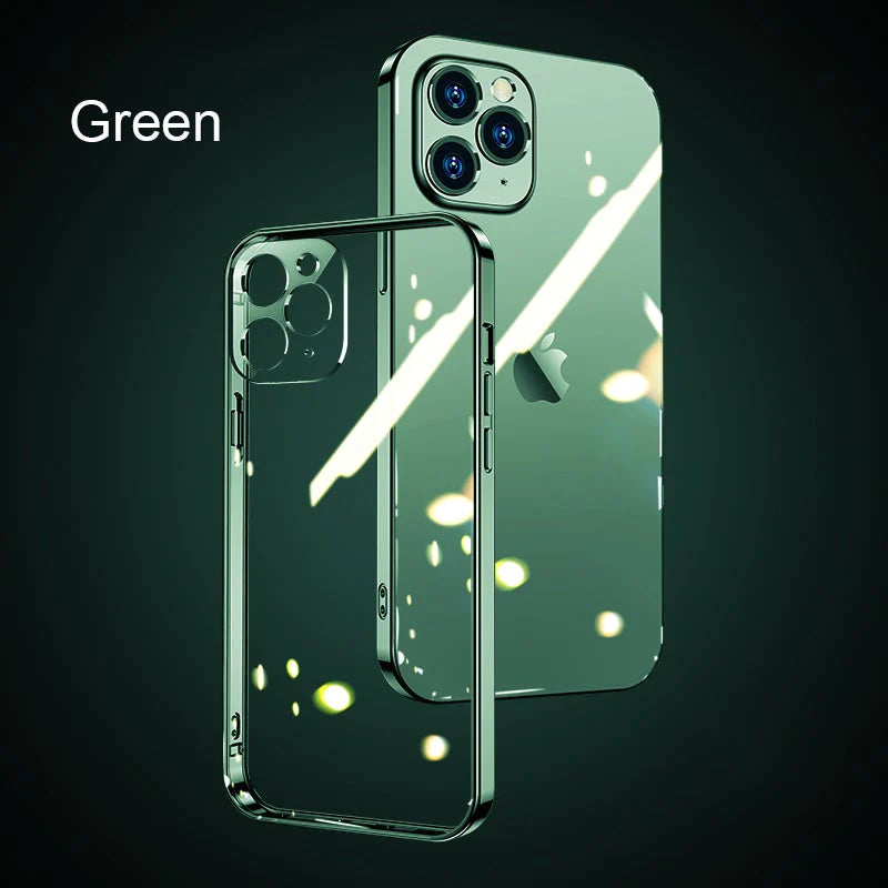 Transparent Plating Camera Protection Case For iPhone Series