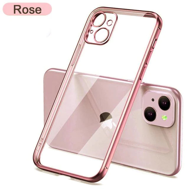 Transparent Plating Camera Protection Case For iPhone Series