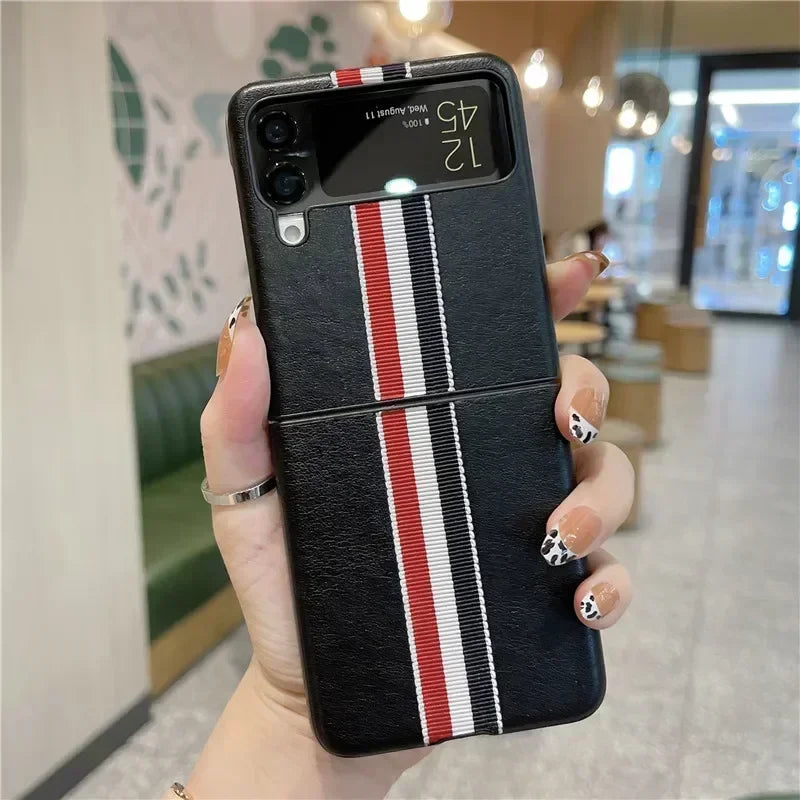 New Leather Stripe Cases For Samsung Galaxy Z Flip