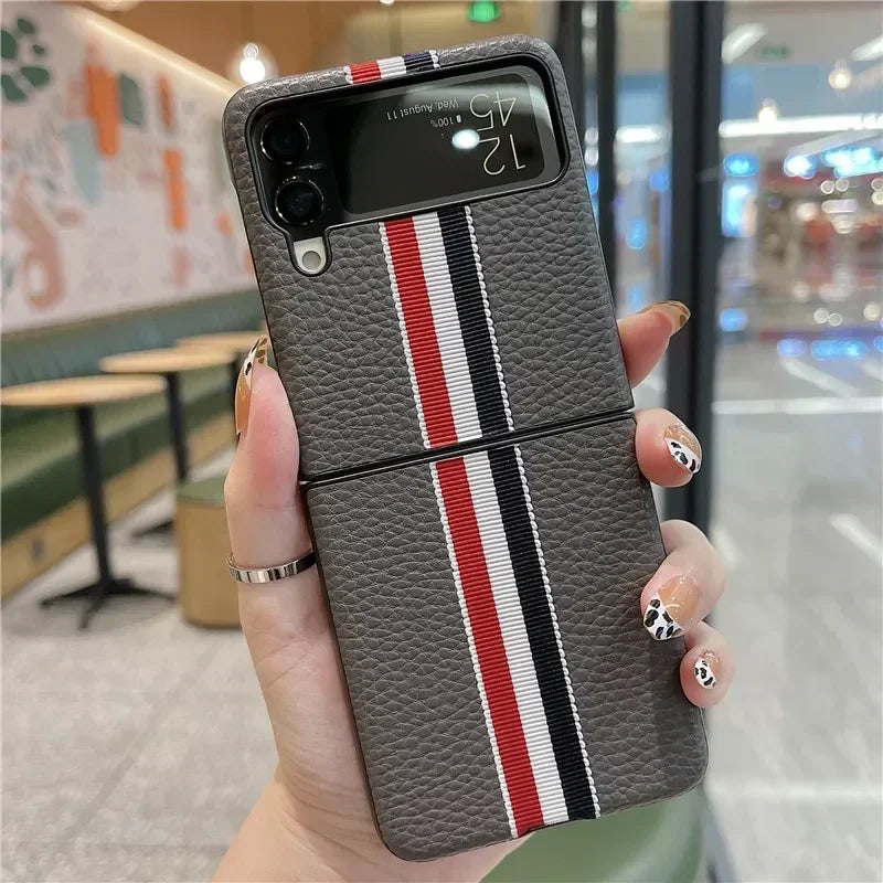 New Leather Stripe Cases For Samsung Galaxy Z Flip